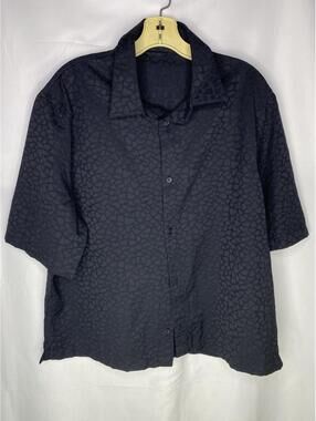Zara Black Leopard Print Cropped Fit Shirt Men's Size Large